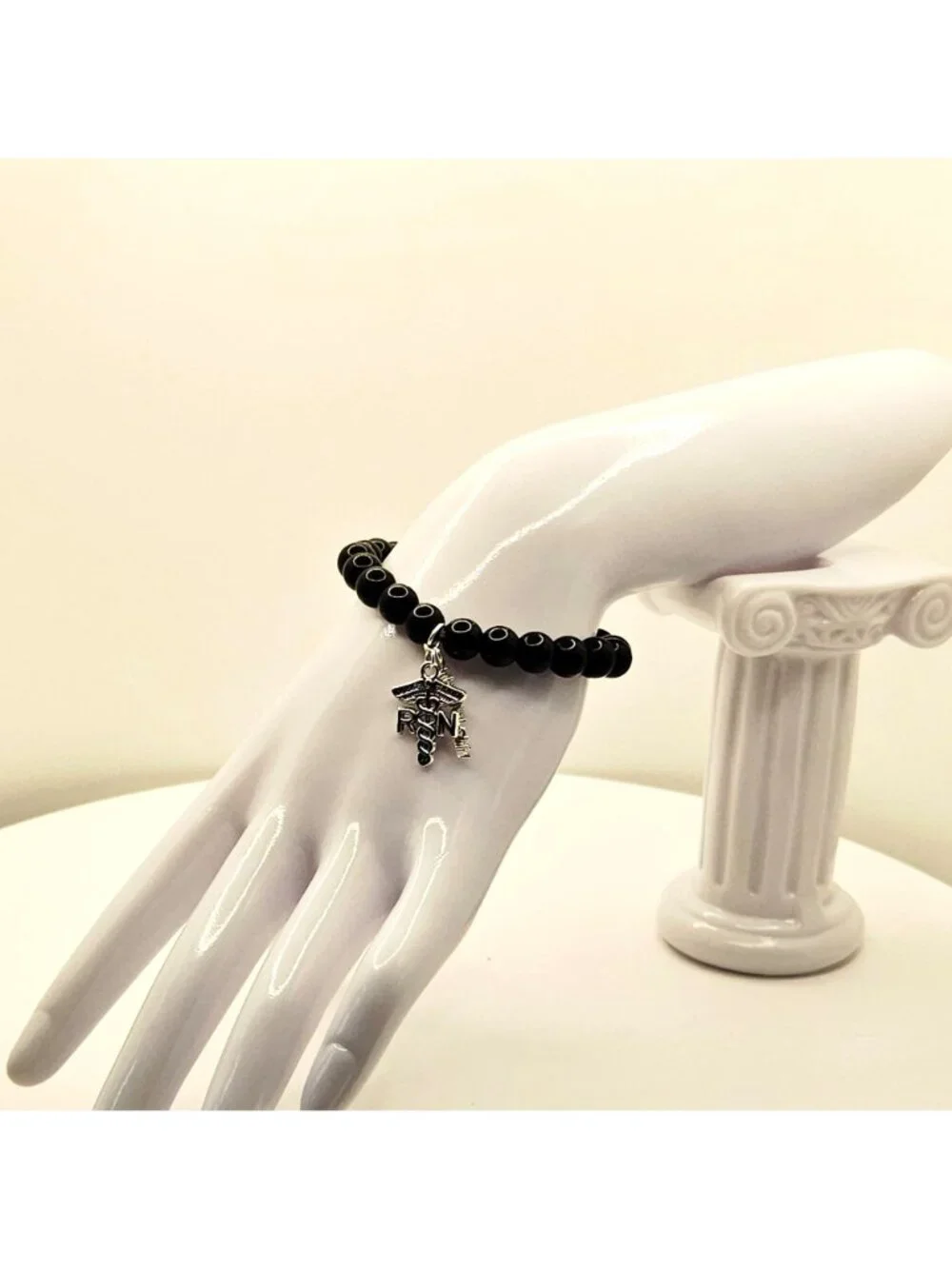 RN Nurse Bracelet, Black Nurse Charm Bracelet, Registered Nurse Gift, CNA
